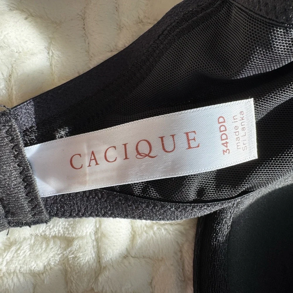 Cacique EUC Black Lightly Lined T-Shirt Bra 34DDD